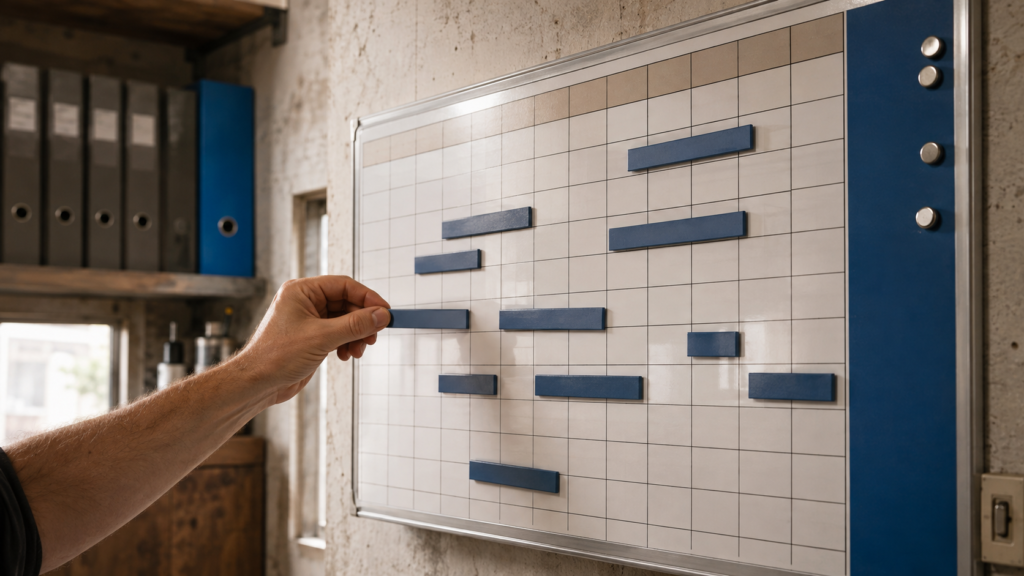Planungstafel mit einheitlich markierten Abwesenheiten