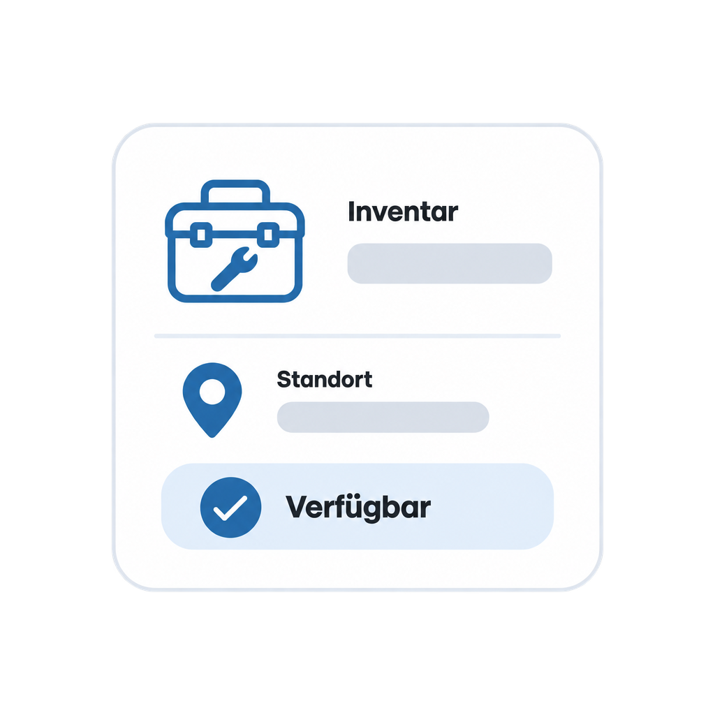 Werkzeug mit Inventarnummer und Status