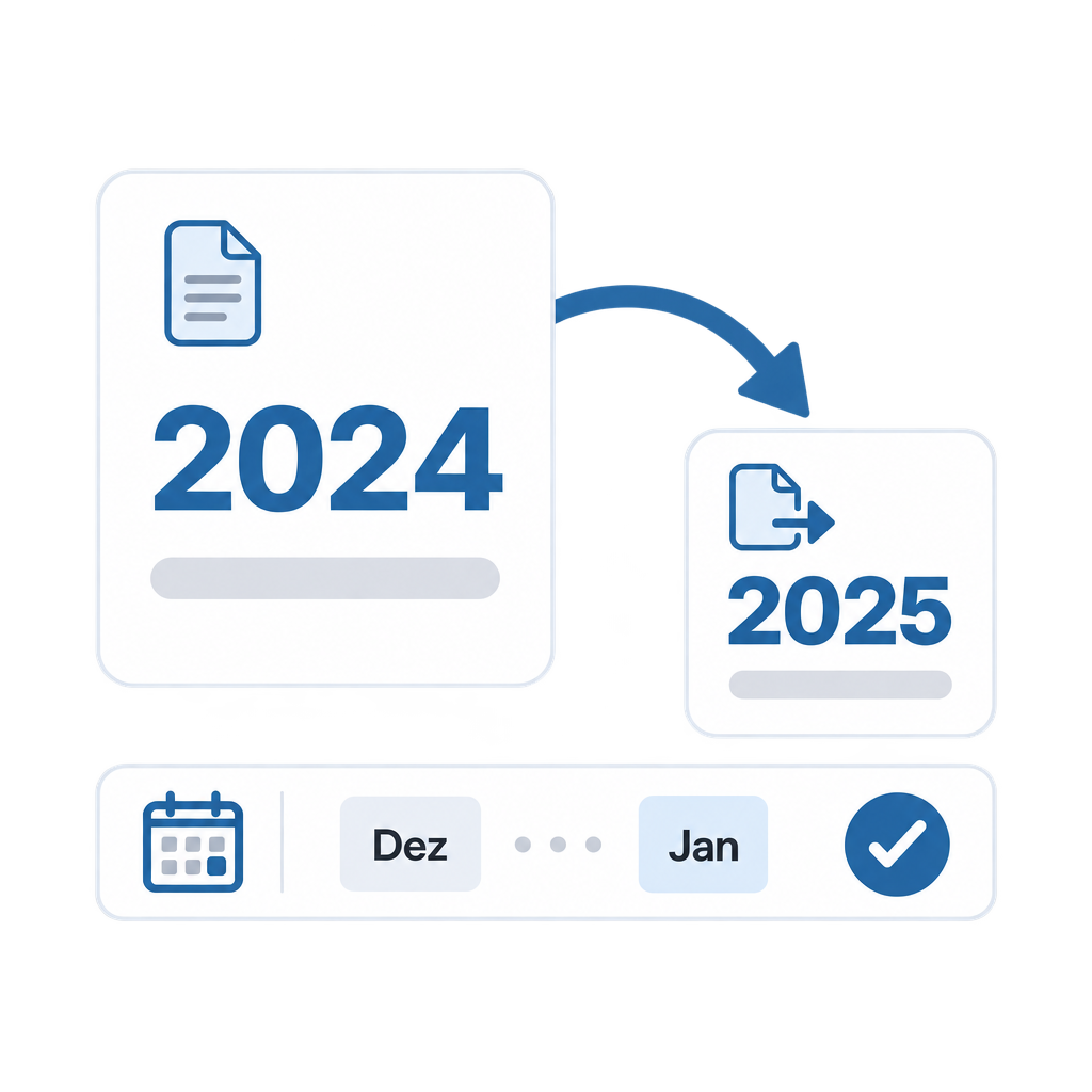 Schaubild: Resturlaub aus 2024 wird nach 2025 übertragen, die Frist reicht von Dezember bis Januar