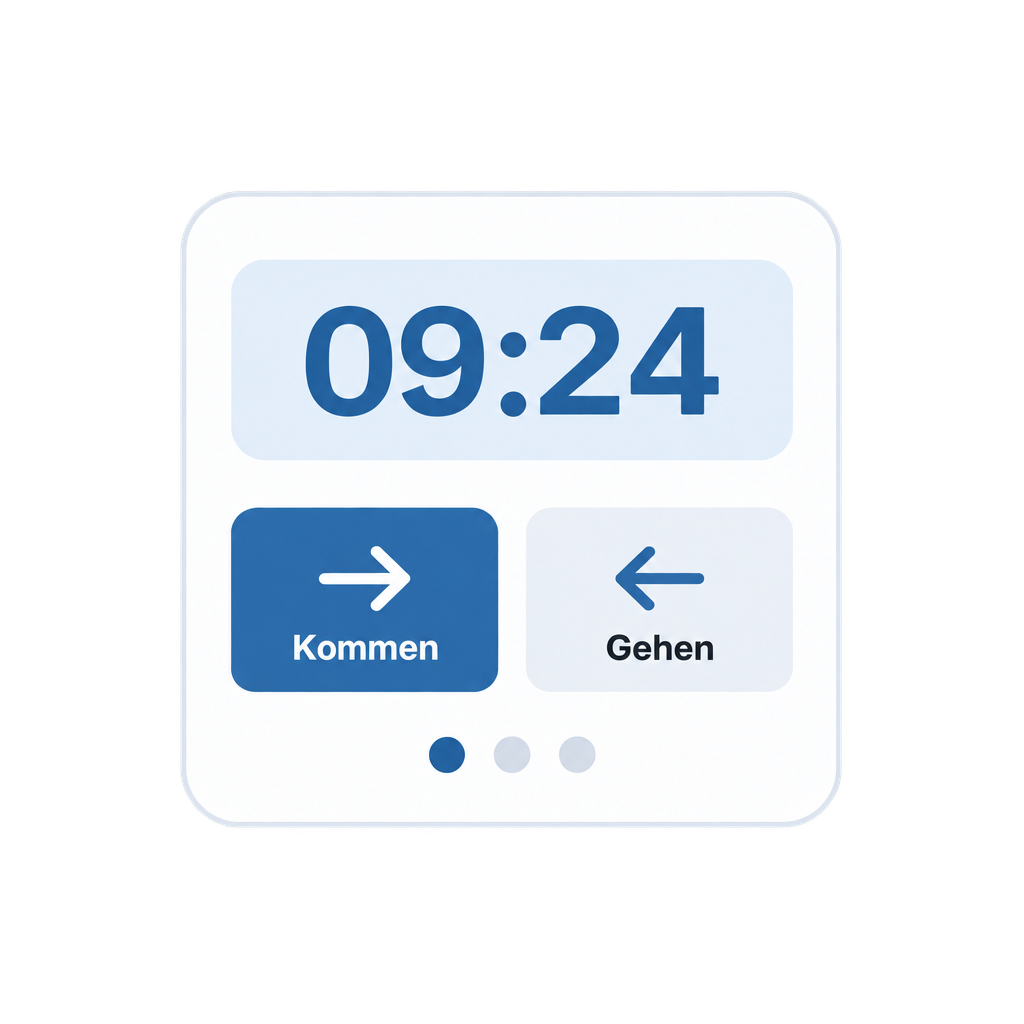 Stempeluhr mit Kommen und Gehen